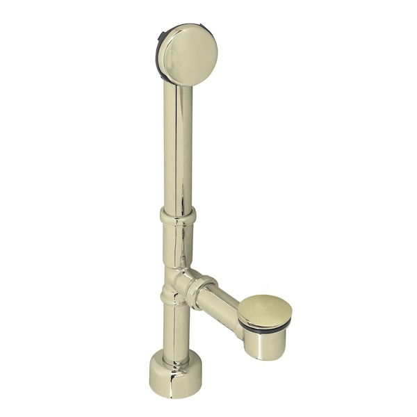 Westbrass Finished European Tip Toe Bath Waste, Hidden Overflow -14" Make-Up, 17 Ga. in Polished Brass D3251HK-03 - main